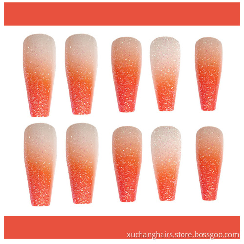 High Quality ABS Ballerina Gradient Long Full Cover Fake Nail Wholesale Art Tips Coffin Press On False Artificial Nails